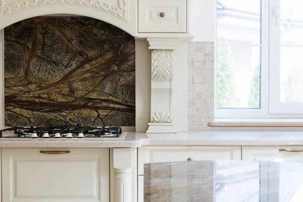 Interior Design Modern Stylish Bright Kitchen House — Foto de Stock