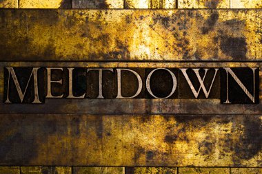 Meltdown text on textured grunge copper and vintage gold background clipart
