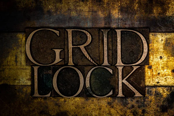 Grid Lock Szöveges Üzenet Texturált Grunge Réz Vintage Arany Háttér — Stock Fotó