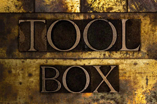 Toolbox Szöveges Üzenet Texturált Grunge Réz Vintage Arany Háttér — Stock Fotó