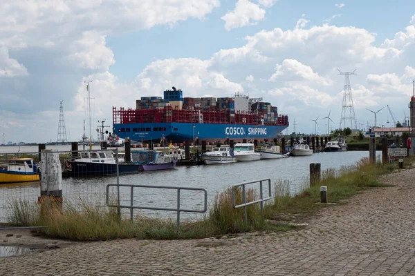 Doel Belgie Srpna 2020 Kontejnerová Loď Cosco Shipping Hong Kongu — Stock fotografie