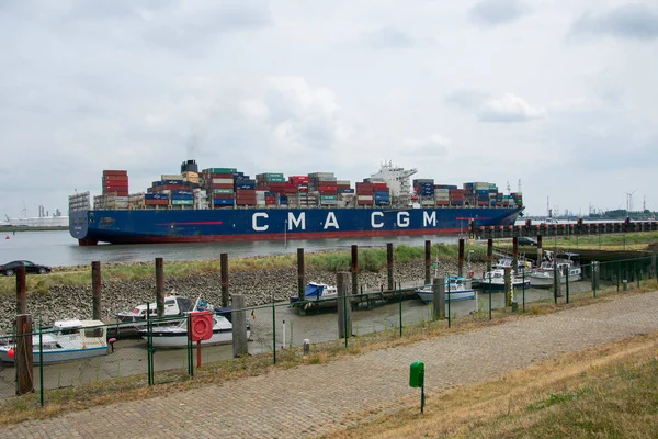 Doel Belçika Temmuz 2019 Konteyner Gemisi Cma Cgm Belçika Nın — Stok fotoğraf