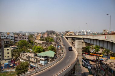 Chittagong, Bangladeş 'teki Akhtaruzzaman Üstgeçidi' nin (Muradpur Üstgeçidi) manzara görüntüsü