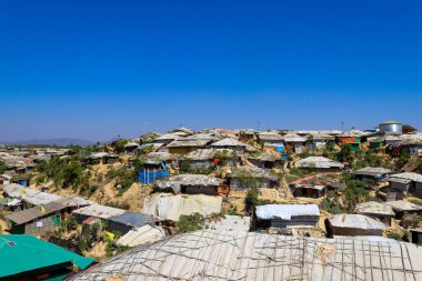 Top view of Balukhali Rohingya refugee camp in Ukhia, Cox's Bazar, Bangladesh.