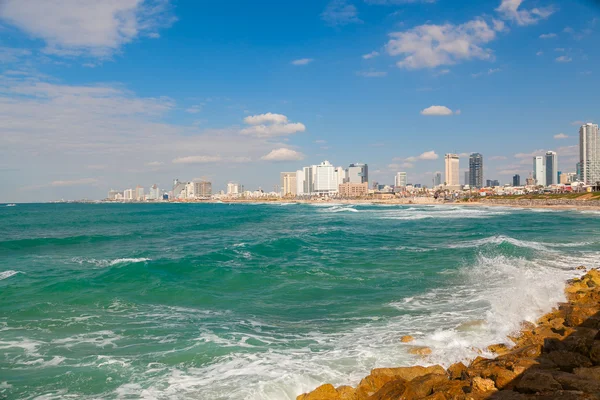 Midday view of the city from sea side — Stock Photo, Image