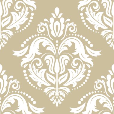 Arabesk ile Oryantal Damask Kusursuz Vektör Arkaplanı