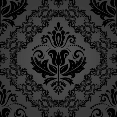 Arabesk ile Oryantal Damask Kusursuz Vektör Arkaplanı