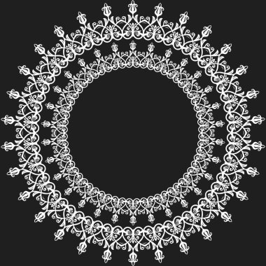 Arabesk Çerçeveli Çiçek Soyut Yuvarlak Vektör Çerçevesi