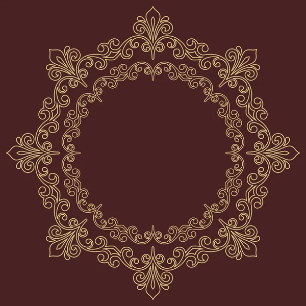 Cadre vectoriel rond abstrait floral avec arabesques — Image vectorielle