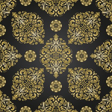 Arabesk ile Oryantal Damask Kusursuz Vektör Arkaplanı