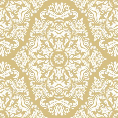 Arabesk ile Oryantal Damask Kusursuz Vektör Arkaplanı