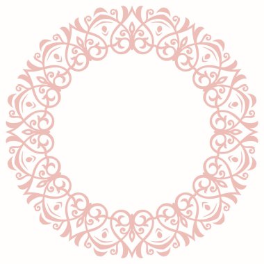 Arabesk Çerçeveli Çiçek Soyut Yuvarlak Vektör Çerçevesi