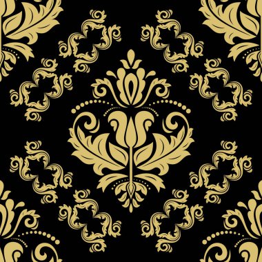 Arabesk ile Oryantal Damask Kusursuz Vektör Arkaplanı