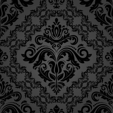 Arabesk ile Oryantal Damask Kusursuz Vektör Arkaplanı