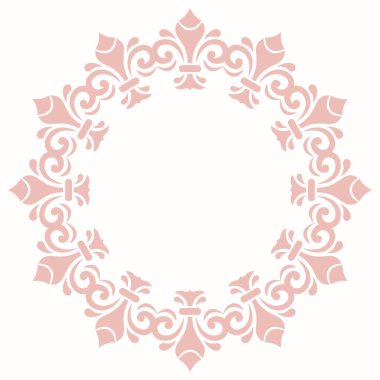 Arabesk Çerçeveli Çiçek Soyut Yuvarlak Vektör Çerçevesi