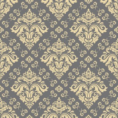 Arabesk ile Oryantal Damask Kusursuz Vektör Arkaplanı