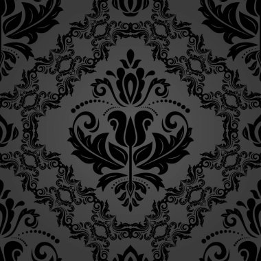 Arabesk ile Oryantal Damask Kusursuz Vektör Arkaplanı