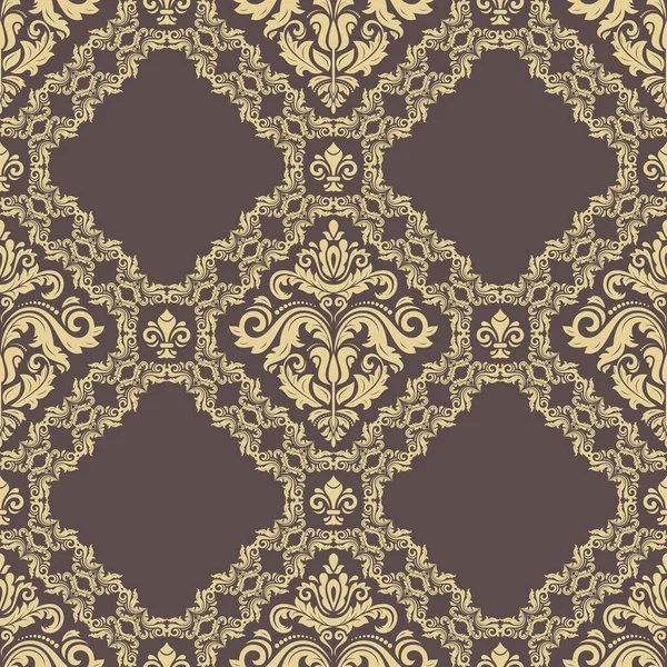 Oriental Damask Seamless Vector Background with Arabesques — 스톡 벡터