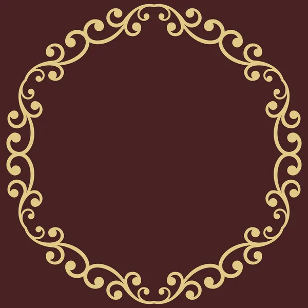 Floral Golden Round Vector Frame με Arabesques — Διανυσματικό Αρχείο