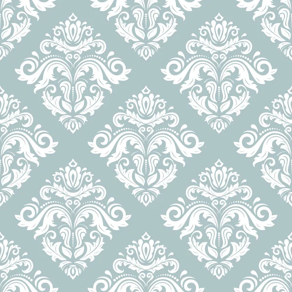 Orient açık mavi ve beyaz vektör klasik desen. Klasik elementlerle kusursuz soyut bir arkaplan. Oryantasyon düzeni. Duvar kağıtları ve ambalaj için süs
