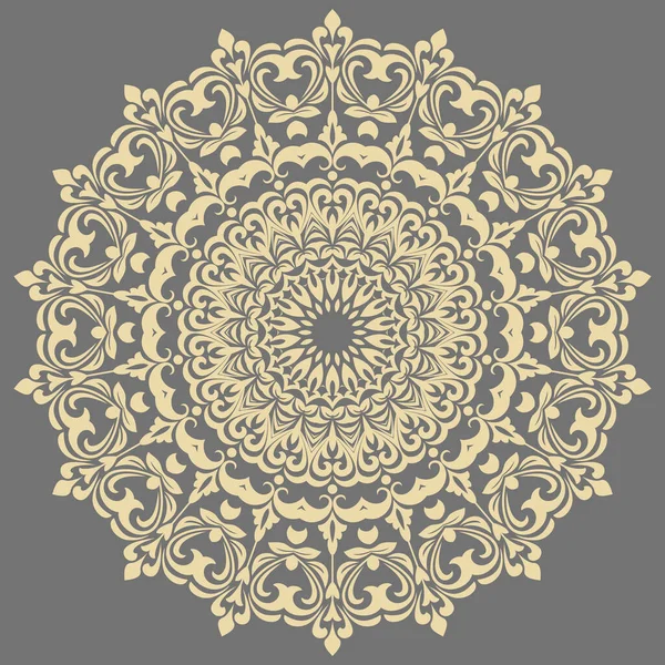 Orientální Vektorový Ornament Arabeskami Květinovými Prvky Tradiční Klasická Šedá Žlutá — Stockový vektor