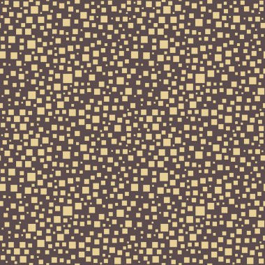 Rastgele altın karelerle kusursuz vektör arkaplanı. Soyut süs. İzler soyut desen