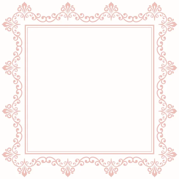 Classic Vector Vintage Pink Square Frame Arabesques Orient Elements Abstract — Stock Vector