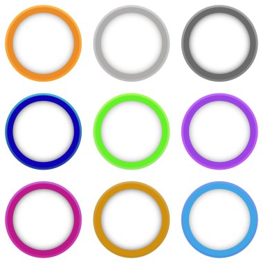 Renkli vektör pankart seti. Tasarım için soyut vektör şekilleri. Renkli yuvarlak pankartlar