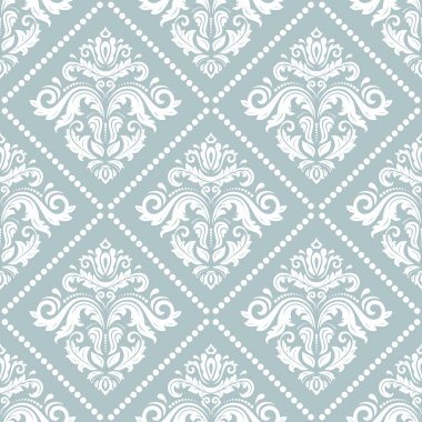 Orient vektör klasik desen. Klasik elementlerle kusursuz soyut bir arkaplan. Oryantasyon düzeni. Duvar kağıtları ve ambalaj için hafif bklue ve beyaz süsleme