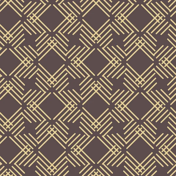 无缝几何抽象矢量图样为菱形 几何现代装饰品 棕色和金色无缝现代背景 — 图库矢量图片