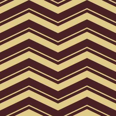 Tasarımlarınız için kusursuz geometrik arkaplan. Modern vektör kahverengi ve zigzaglı altın süs. Geometrik soyut desen