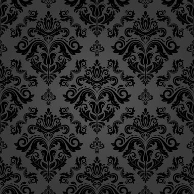 Orient vektör klasik desen. Kusursuz soyut koyu arka plan ve klasik elementler. Oryantal siyah desen. Duvar kağıtları ve ambalaj için süs