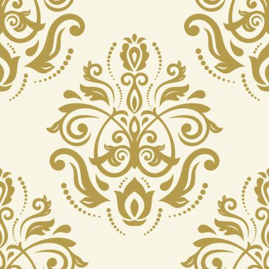 Orient vektörü klasik altın desen. Klasik elementlerle kusursuz soyut bir arkaplan. Oryantasyon düzeni. Duvar kağıtları ve ambalaj için süs