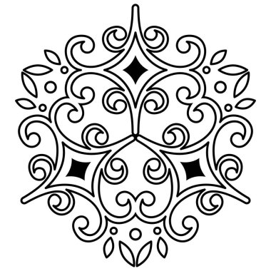 Oriental vektör siyah ve beyaz süsleme Arabesk ve çiçek elementleriyle. Geleneksel klasik süs. Arabesk ile klasik desen