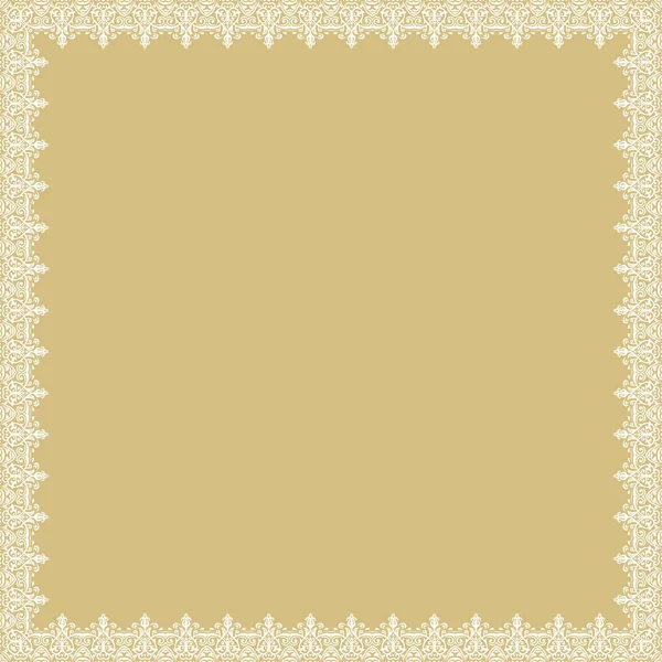 Klassieke Vector Gouden Witte Vintage Vierkante Frame Met Arabesken Oriënterende — Stockvector