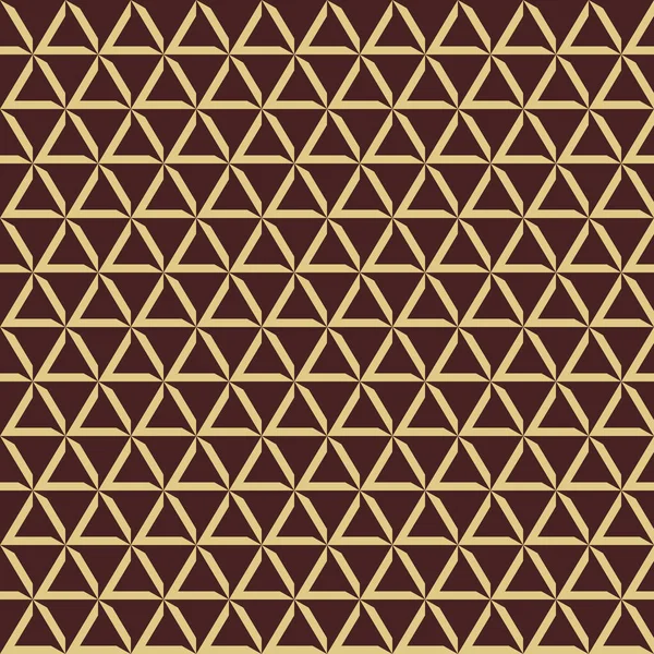 黄金の3D三角形を持つ幾何学的なベクトルパターン 幾何学的なモダンな装飾 シームレスな抽象的背景 — ストックベクタ