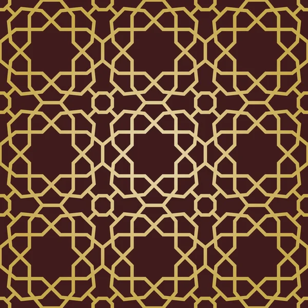 Nahtloses Schwarz Goldenes Vektorornament Arabischen Stil Geometrischer Abstrakter Hintergrund Grill — Stockvektor