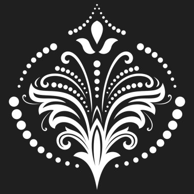 Arabesk çiçekli vektör deseni. Soyut klasik oryantal siyah beyaz süs. Klasik klasik kalıp