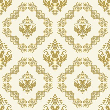 Klasik kusursuz vektör deseni. Damask oryantasyon süsü. Klasik klasik klasik altın arka plan. Kumaş, duvar kâğıtları ve ambalaj için doğu deseni