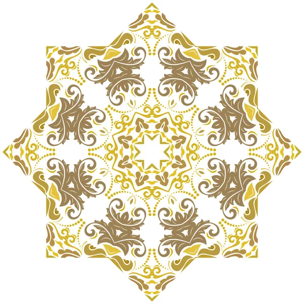 Oriental Vector Ornament Arabesques Floral Elements Traditional Classic Brown Golden — Vector de stock