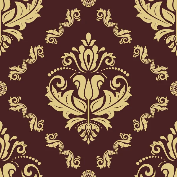 オリエントベクトル古典パターン ヴィンテージ感のあるシームレスな抽象的背景 オリエントブラウンとゴールドのパターン 包装用の装飾品 — ストックベクタ