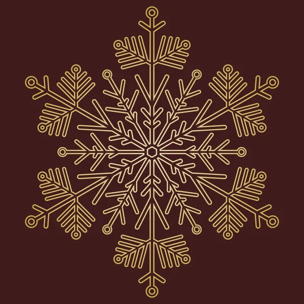 Vector Snowflake Abstract Brown Golden Winter Ornament Pattern Snowflake — Stockvektor