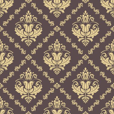 Orient kahverengi ve Golden vektör klasik desen. Klasik elementlerle kusursuz soyut bir arkaplan. Oryantasyon düzeni. Duvar kağıtları ve ambalaj için süs