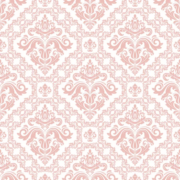 Orient Vector Classic Pink White Pattern Seamless Abstract Background Vintage — Διανυσματικό Αρχείο