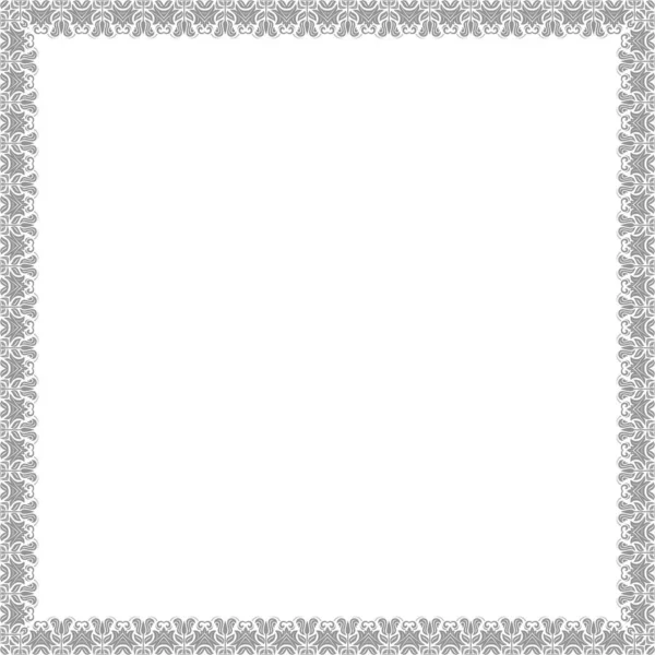 Classic Vector Vintage Square Frame Arabesques Orient Elements Abstract Gray — Vettoriale Stock