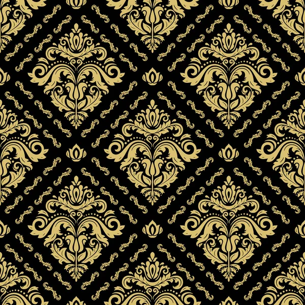 Orient Vector Classic Black Golden Pattern Seamless Abstract Background Vintage — ストックベクタ