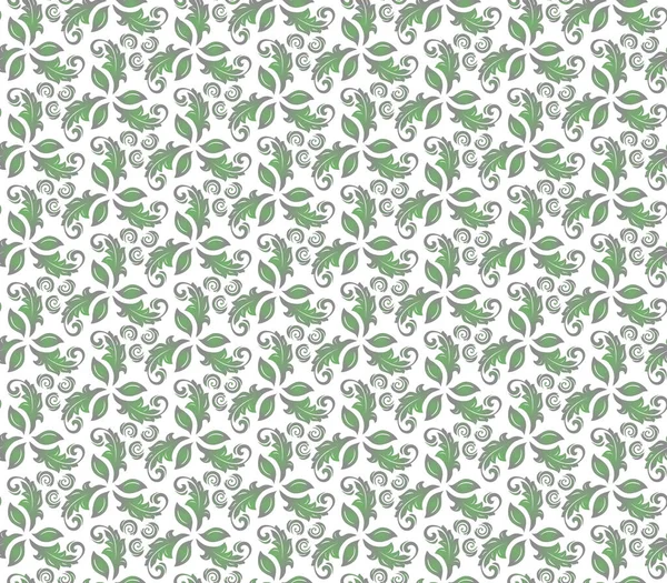 Floral Vector Gray Green Ornament Seamless Abstract Classic Background Flowers — Archivo Imágenes Vectoriales