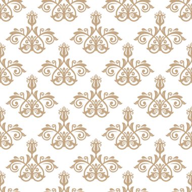 Classic seamless vector pattern. Damask orient golden and white ornament. Classic vintage background. Orient pattern for fabric, wallpapers and packaging
