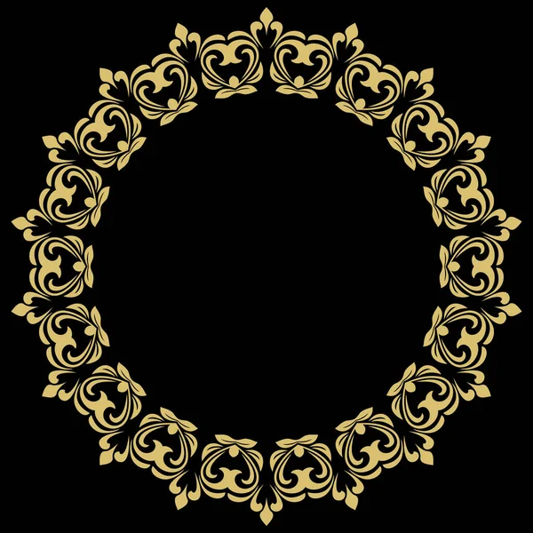 Oriental Vector Black Golden Frame Arabesques Floral Elements Floral Border — Archivo Imágenes Vectoriales