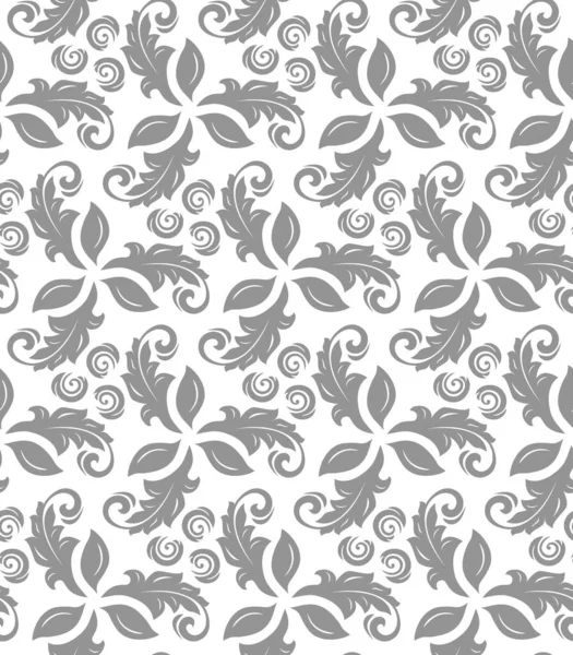 Floral Vector Silver Ornament Seamless Abstract Classic Background Flowers Pattern — Wektor stockowy